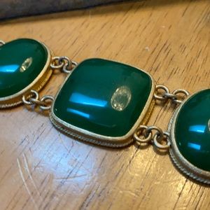 Green Jade and Gold Tone Bracelet (Simulated) from the Jackie Kennedy Collection